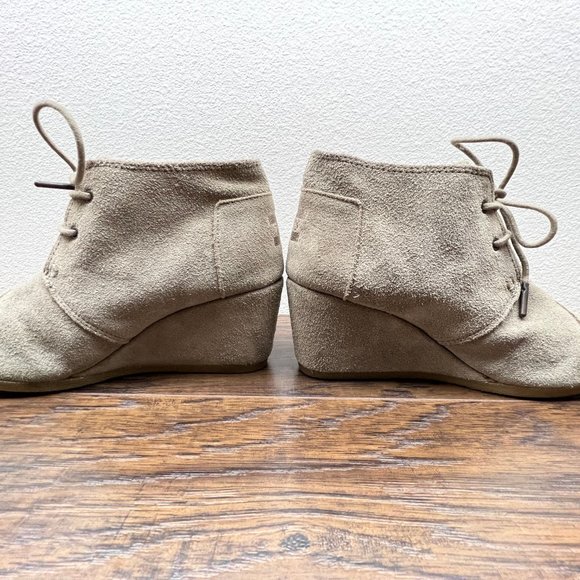 Toms Suede Wedge Lace Up Ankle Booties Women's Size 7 - Picture 6 of 12